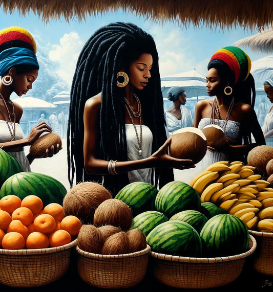 Beautiful Rasta Ladies At The Market One SKE: BRL-223499